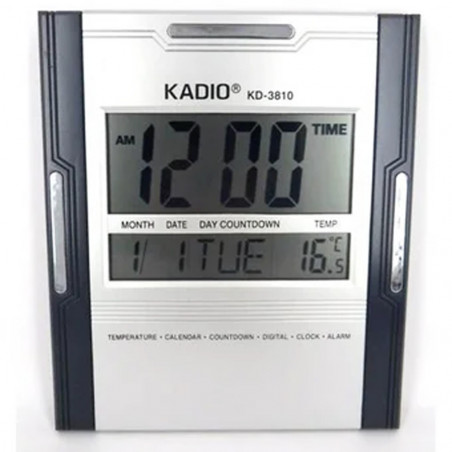 Reloj Pared Kadio Digital Kd-3810 Hora Fecha Alarma Termometr